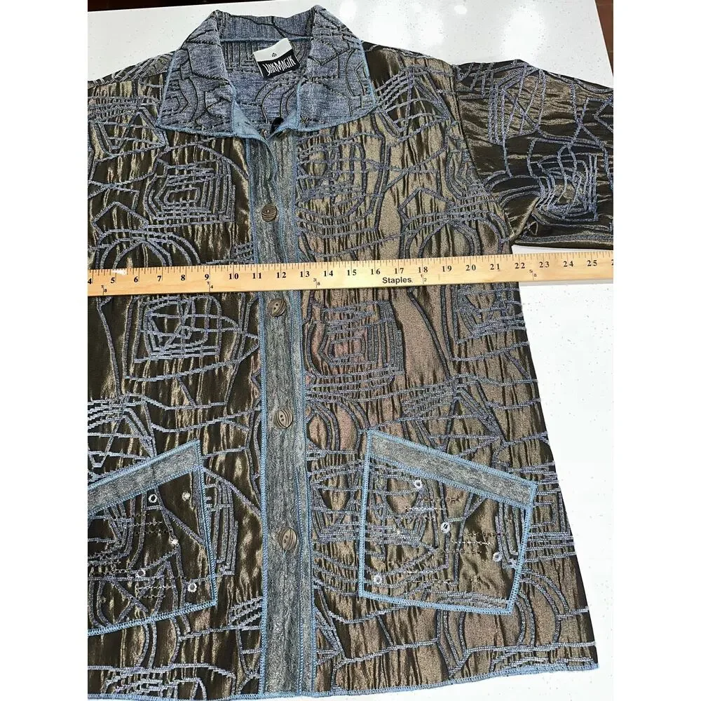 Yak Magik Women’s Jacket Embroidered Embellished Metallic Artsy Boho Nepal M/L - Picture 15 of 16